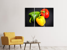 Laden Sie das Bild in den Galerie-Viewer, Leinwandbild 3-teilig Bunte Paprikas