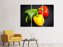 Laden Sie das Bild in den Galerie-Viewer, Leinwandbild 3-teilig Bunte Paprikas