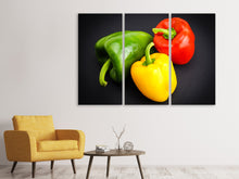 Laden Sie das Bild in den Galerie-Viewer, Leinwandbild 3-teilig Bunte Paprikas