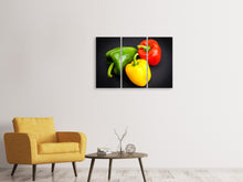 Laden Sie das Bild in den Galerie-Viewer, Leinwandbild 3-teilig Bunte Paprikas