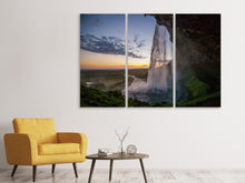 Laden Sie das Bild in den Galerie-Viewer, Leinwandbild 3-teilig Abendstimmung am Wasserfall