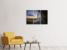 Laden Sie das Bild in den Galerie-Viewer, Leinwandbild 3-teilig Abendstimmung am Wasserfall