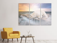 Laden Sie das Bild in den Galerie-Viewer, Leinwandbild 3-teilig Der Eisbär und das Meer