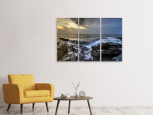 Laden Sie das Bild in den Galerie-Viewer, Leinwandbild 3-teilig Abendstimmung am Meer