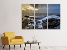 Laden Sie das Bild in den Galerie-Viewer, Leinwandbild 3-teilig Abendstimmung am Meer