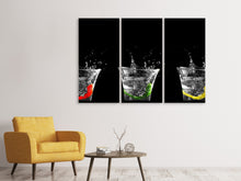 Laden Sie das Bild in den Galerie-Viewer, Leinwandbild 3-teilig Spritzige Wasser Gläser