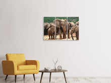 Laden Sie das Bild in den Galerie-Viewer, Leinwandbild 3-teilig Elefantenherde in Afrika