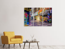 Laden Sie das Bild in den Galerie-Viewer, Leinwandbild 3-teilig Häuser mit Graffiti