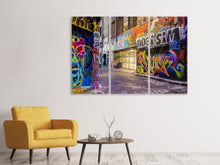 Laden Sie das Bild in den Galerie-Viewer, Leinwandbild 3-teilig Häuser mit Graffiti