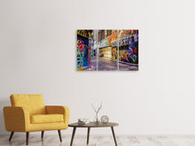Laden Sie das Bild in den Galerie-Viewer, Leinwandbild 3-teilig Häuser mit Graffiti