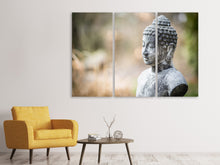 Laden Sie das Bild in den Galerie-Viewer, Leinwandbild 3-teilig Buddha aus Stein
