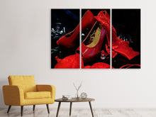 Laden Sie das Bild in den Galerie-Viewer, Leinwandbild 3-teilig Rote High Heels