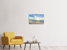 Laden Sie das Bild in den Galerie-Viewer, Leinwandbild 3-teilig Die Möwen und das Meer bei Sonnenaufgang