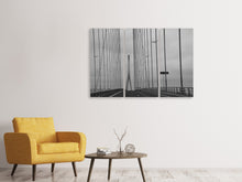 Laden Sie das Bild in den Galerie-Viewer, Leinwandbild 3-teilig Brücke der Normandie im Nebel