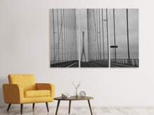 Laden Sie das Bild in den Galerie-Viewer, Leinwandbild 3-teilig Brücke der Normandie im Nebel