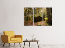 Laden Sie das Bild in den Galerie-Viewer, Leinwandbild 3-teilig Der Fels im Wald