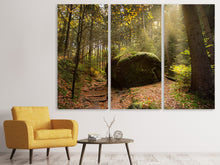 Laden Sie das Bild in den Galerie-Viewer, Leinwandbild 3-teilig Der Fels im Wald