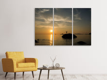 Laden Sie das Bild in den Galerie-Viewer, Leinwandbild 3-teilig Liebe den Sonnenuntergang am Meer