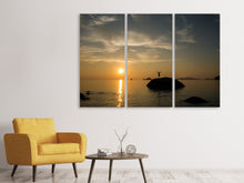 Laden Sie das Bild in den Galerie-Viewer, Leinwandbild 3-teilig Liebe den Sonnenuntergang am Meer