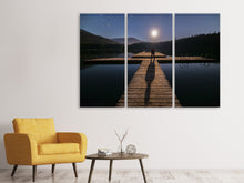 Laden Sie das Bild in den Galerie-Viewer, Leinwandbild 3-teilig Allein bei Vollmond