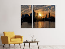 Laden Sie das Bild in den Galerie-Viewer, Leinwandbild 3-teilig Sonnenuntergang an der Skyline