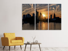 Laden Sie das Bild in den Galerie-Viewer, Leinwandbild 3-teilig Sonnenuntergang an der Skyline