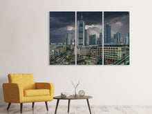 Laden Sie das Bild in den Galerie-Viewer, Leinwandbild 3-teilig Frankfurt in der Abend Dämmerung