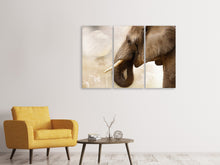 Laden Sie das Bild in den Galerie-Viewer, Leinwandbild 3-teilig Portrait eines Elefant