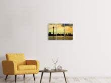 Laden Sie das Bild in den Galerie-Viewer, Leinwandbild 3-teilig Skyline im Abendlicht