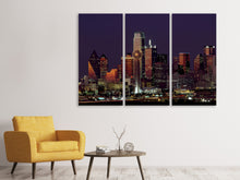 Laden Sie das Bild in den Galerie-Viewer, Leinwandbild 3-teilig Nachts in Dallas