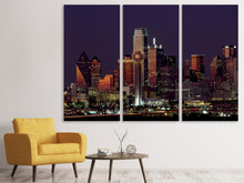 Laden Sie das Bild in den Galerie-Viewer, Leinwandbild 3-teilig Nachts in Dallas