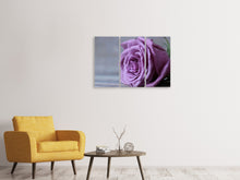 Laden Sie das Bild in den Galerie-Viewer, Leinwandbild 3-teilig Rose in Lila XXL