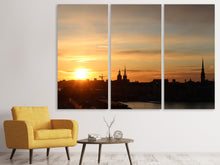 Laden Sie das Bild in den Galerie-Viewer, Leinwandbild 3-teilig Stadt im Abendlicht