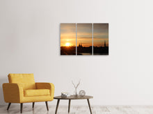 Laden Sie das Bild in den Galerie-Viewer, Leinwandbild 3-teilig Stadt im Abendlicht