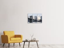 Laden Sie das Bild in den Galerie-Viewer, Leinwandbild 3-teilig Die Brooklyn Bridge am Abend