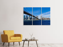 Laden Sie das Bild in den Galerie-Viewer, Leinwandbild 3-teilig Brooklyn Brücke bei Sonnenschein