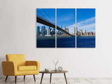 Laden Sie das Bild in den Galerie-Viewer, Leinwandbild 3-teilig Brooklyn Brücke bei Sonnenschein