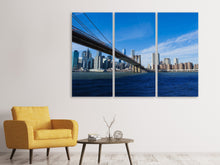 Laden Sie das Bild in den Galerie-Viewer, Leinwandbild 3-teilig Brooklyn Brücke bei Sonnenschein