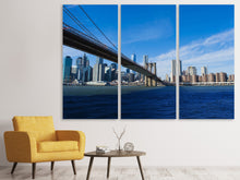 Laden Sie das Bild in den Galerie-Viewer, Leinwandbild 3-teilig Brooklyn Brücke bei Sonnenschein