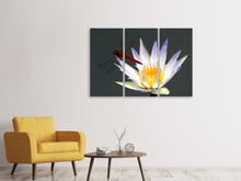 Laden Sie das Bild in den Galerie-Viewer, Leinwandbild 3-teilig Die Libelle auf der Blüte