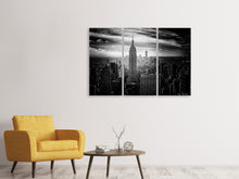 Laden Sie das Bild in den Galerie-Viewer, Leinwandbild 3-teilig Empire State Building sw