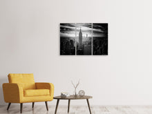 Laden Sie das Bild in den Galerie-Viewer, Leinwandbild 3-teilig Empire State Building sw