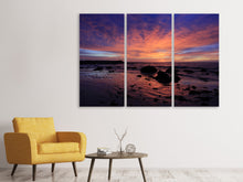 Laden Sie das Bild in den Galerie-Viewer, Leinwandbild 3-teilig Farbenprächtiger Sonnenuntergang
