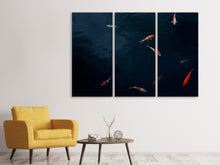 Laden Sie das Bild in den Galerie-Viewer, Leinwandbild 3-teilig Fische im Teich