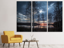 Laden Sie das Bild in den Galerie-Viewer, Leinwandbild 3-teilig Bäume am See