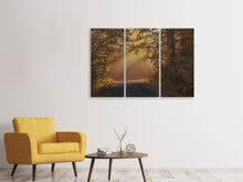 Laden Sie das Bild in den Galerie-Viewer, Leinwandbild 3-teilig Sonnenstrahlen im Wald