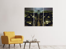 Laden Sie das Bild in den Galerie-Viewer, Leinwandbild 3-teilig Imposante Architektur in der Nacht