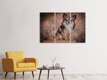 Laden Sie das Bild in den Galerie-Viewer, Leinwandbild 3-teilig Chihuahua Portrait