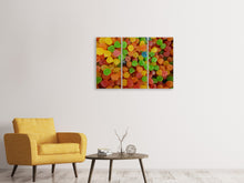 Laden Sie das Bild in den Galerie-Viewer, Leinwandbild 3-teilig Bunte Fruchtgummis