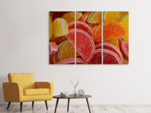 Laden Sie das Bild in den Galerie-Viewer, Leinwandbild 3-teilig Gezuckerte Fruchtgummis